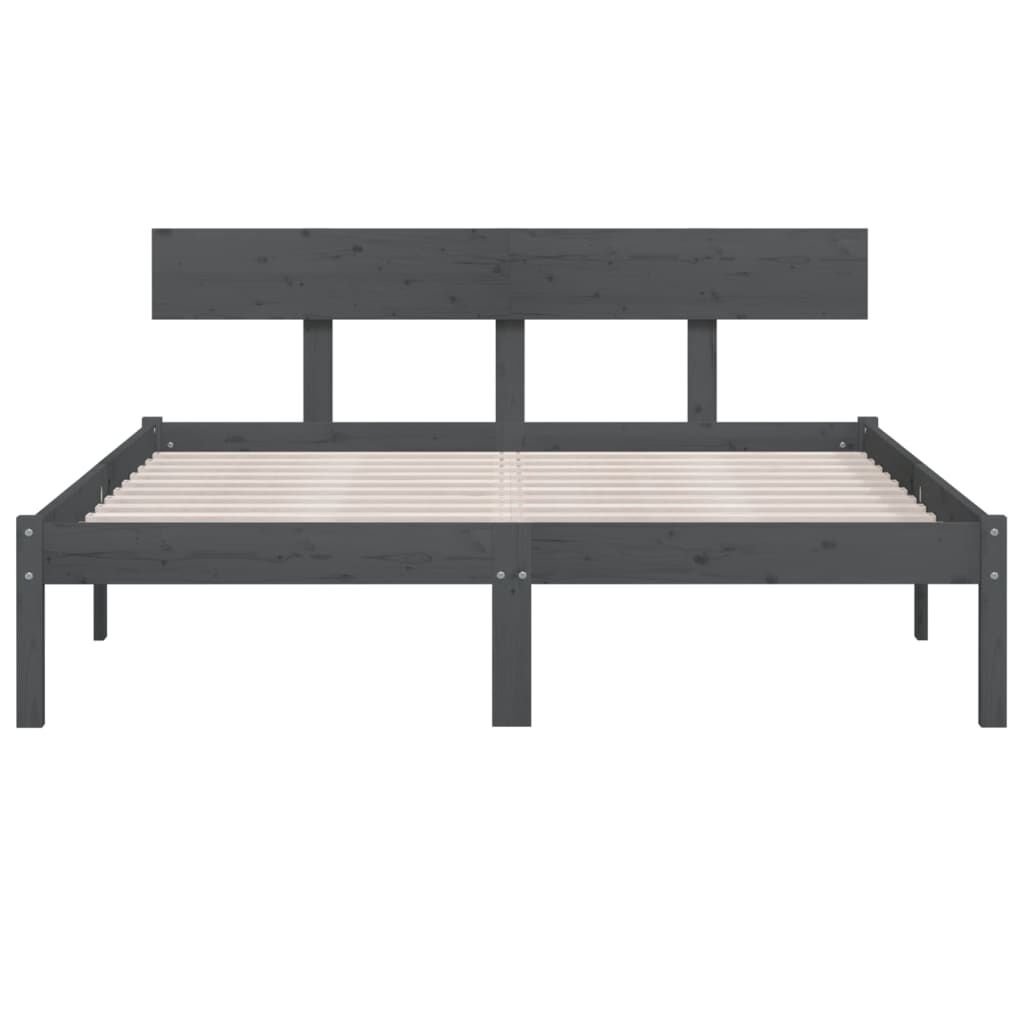 vidaXL Πλαίσιο Κρεβατιού Γκρι 120x190 εκ. Μασίφ Ξύλο Small Double