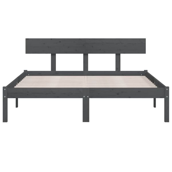 vidaXL Πλαίσιο Κρεβατιού Γκρι 120x190 εκ. Μασίφ Ξύλο Small Double