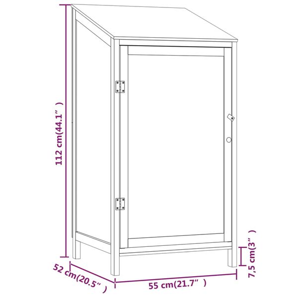 vidaXL Αποθήκη Κήπου 55 x 52 x 112 εκ. από Μασίφ Ξύλο Ελάτης