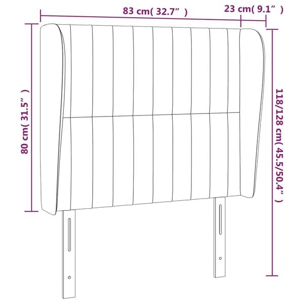 vidaXL Κεφαλάρι με Πτερύγια Σκούρο Καφέ 83x23x118/128 εκ. Υφασμάτινο