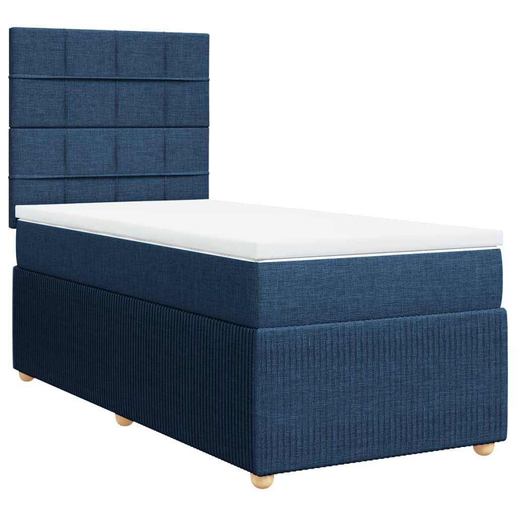 vidaXL Κρεβάτι Boxspring με Στρώμα Μπλε 100 x 200 εκ. Υφασμάτινο