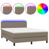 vidaXL Κρεβάτι Boxspring με Στρώμα & LED Taupe 140x200 εκ. Υφασμάτινο