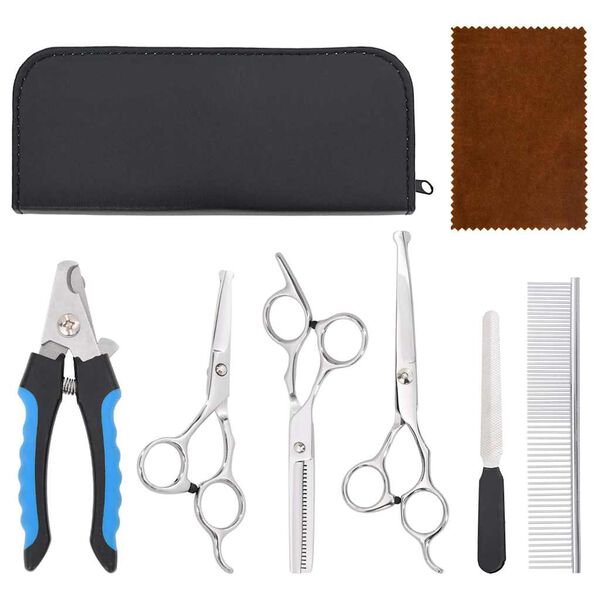 vidaXL Σετ ψαλιδιών περιποίησης σκύλων 6 τεμαχίων από ανοξείδωτο