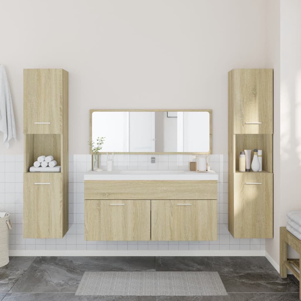 vidaXL Σετ Επίπλων Μπάνιου 4 Τεμαχίων Sonoma Δρυς Επεξεργασμένο Ξύλο