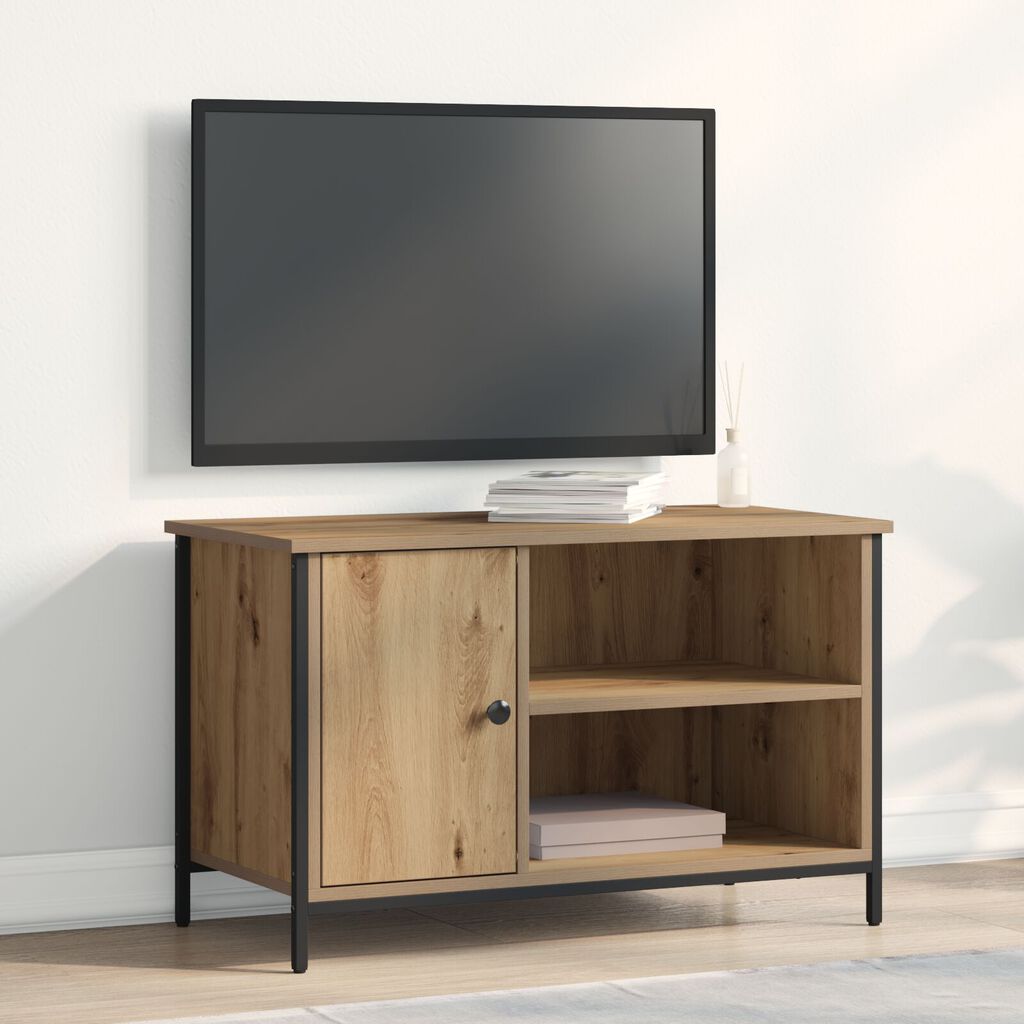 vidaXL Ντουλάπι τηλεόρασης Artisan Oak 80x40x50 εκ Επεξεργασμένο ξύλο και Ατσάλι