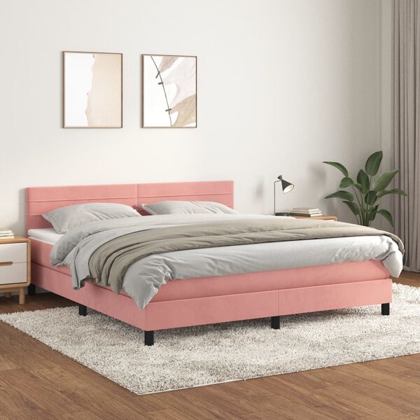vidaXL &Kappa;&rho;&epsilon;&beta;ά&tau;&iota; Boxspring &mu;&epsilon; &Sigma;&tau;&rho;ώ&mu;&alpha; &Rho;&omicron;&zeta; 180x200 &epsilon;&kappa;. &Beta;&epsilon;&lambda;&omicron;ύ&delta;&iota;&nu;&omicron;