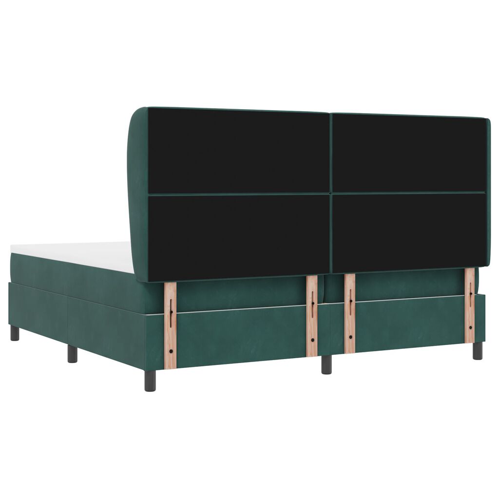 κρεβάτι box spring vidaXL με στρώμα σκούρο πράσινο 200x200 εκ. βελούδινο