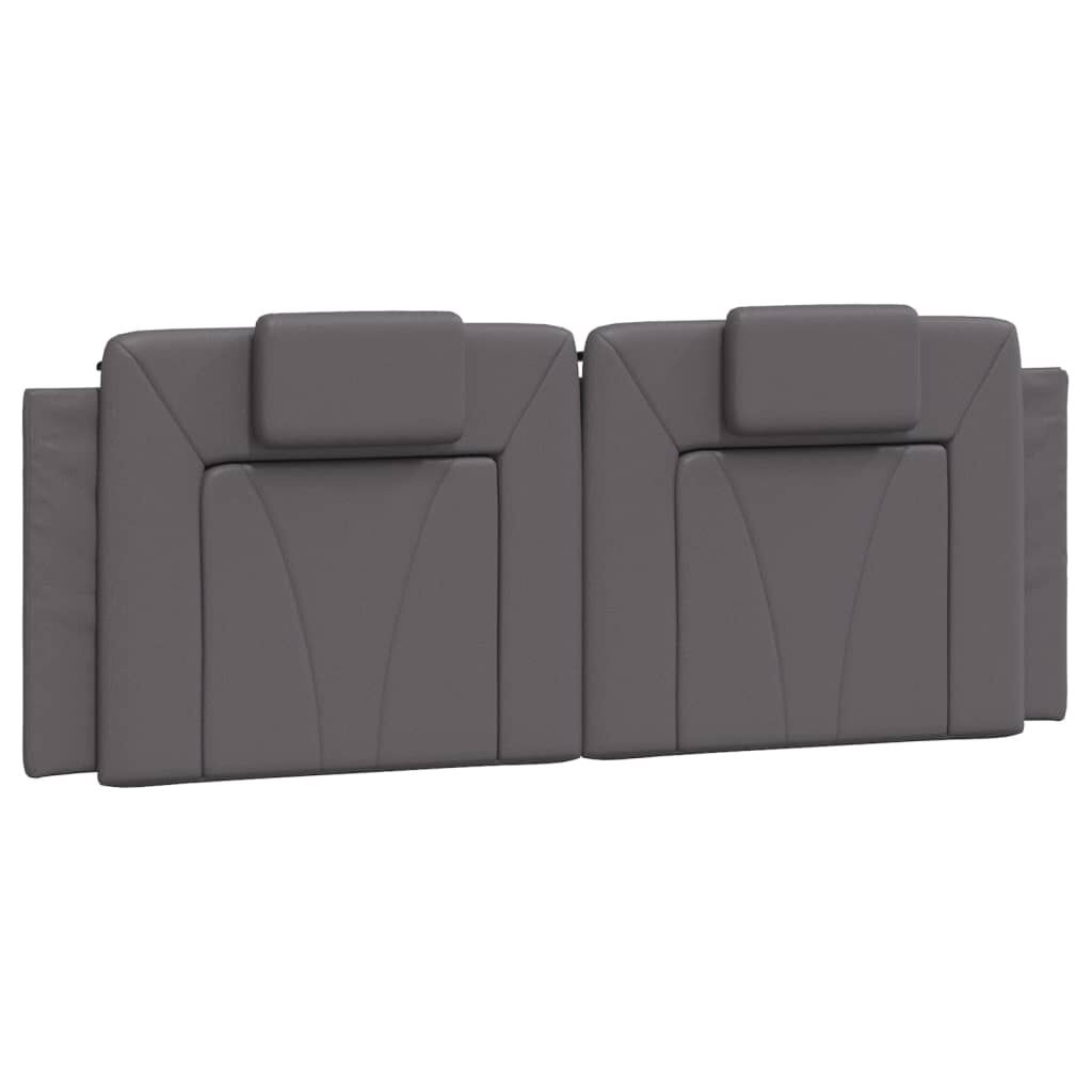 vidaXL Πλαίσιο Κρεβατιού με Κεφαλάρι Γκρι 140x190εκ. Συνθετικό Δέρμα