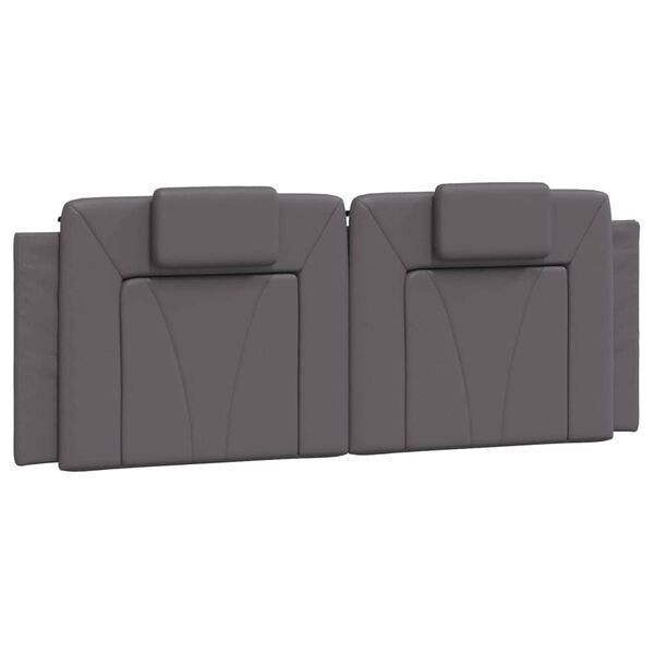 vidaXL Πλαίσιο Κρεβατιού με Κεφαλάρι Γκρι 140x190εκ. Συνθετικό Δέρμα