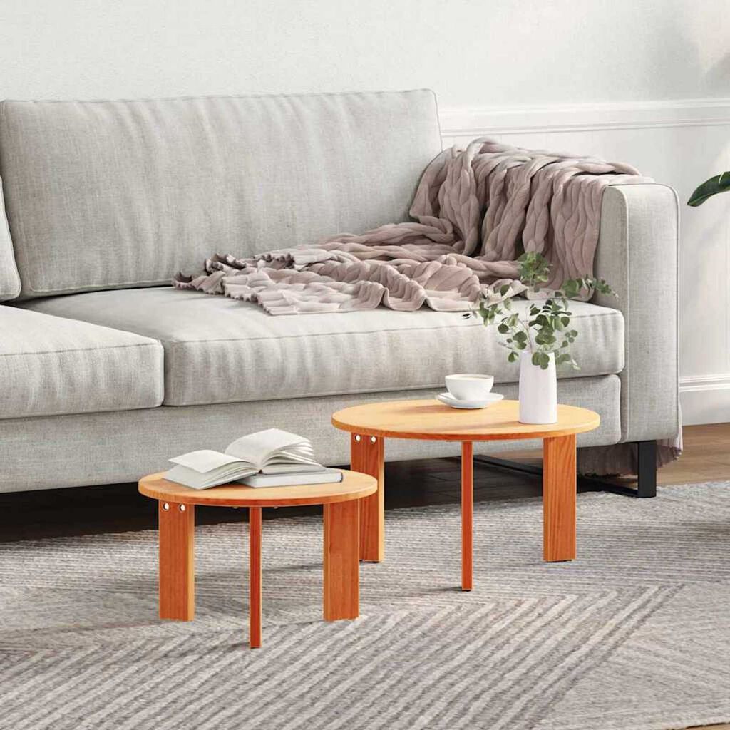 vidaXL Τραπεζάκι σαλονιού 2 pcs Καφέ κεριού 47.5 x 47.5 x 27 εκ.