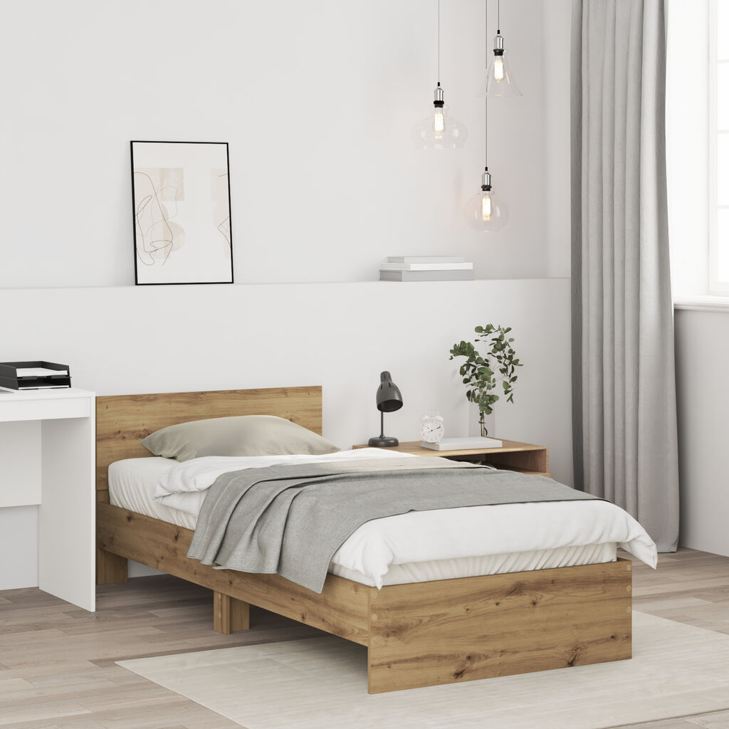 vidaXL Κρεβάτι από Τέχνη Δρυ 90x190 cm Επεξεργασμένο Ξύλο