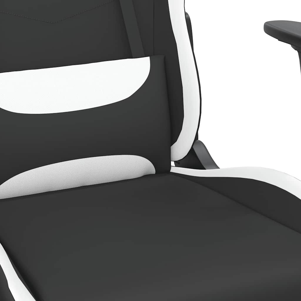 vidaXL Καρέκλα Μασάζ Gaming Μαύρη/Λευκή Ύφασμα με Υποπόδιο