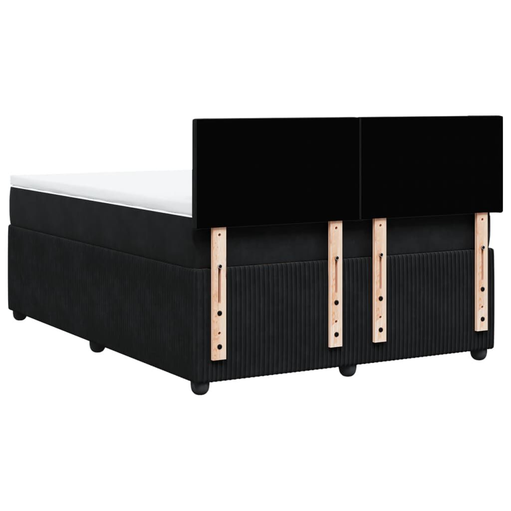 vidaXL Κρεβάτι Boxspring με Στρώμα Μαύρο 140x190 εκ. Βελούδινο