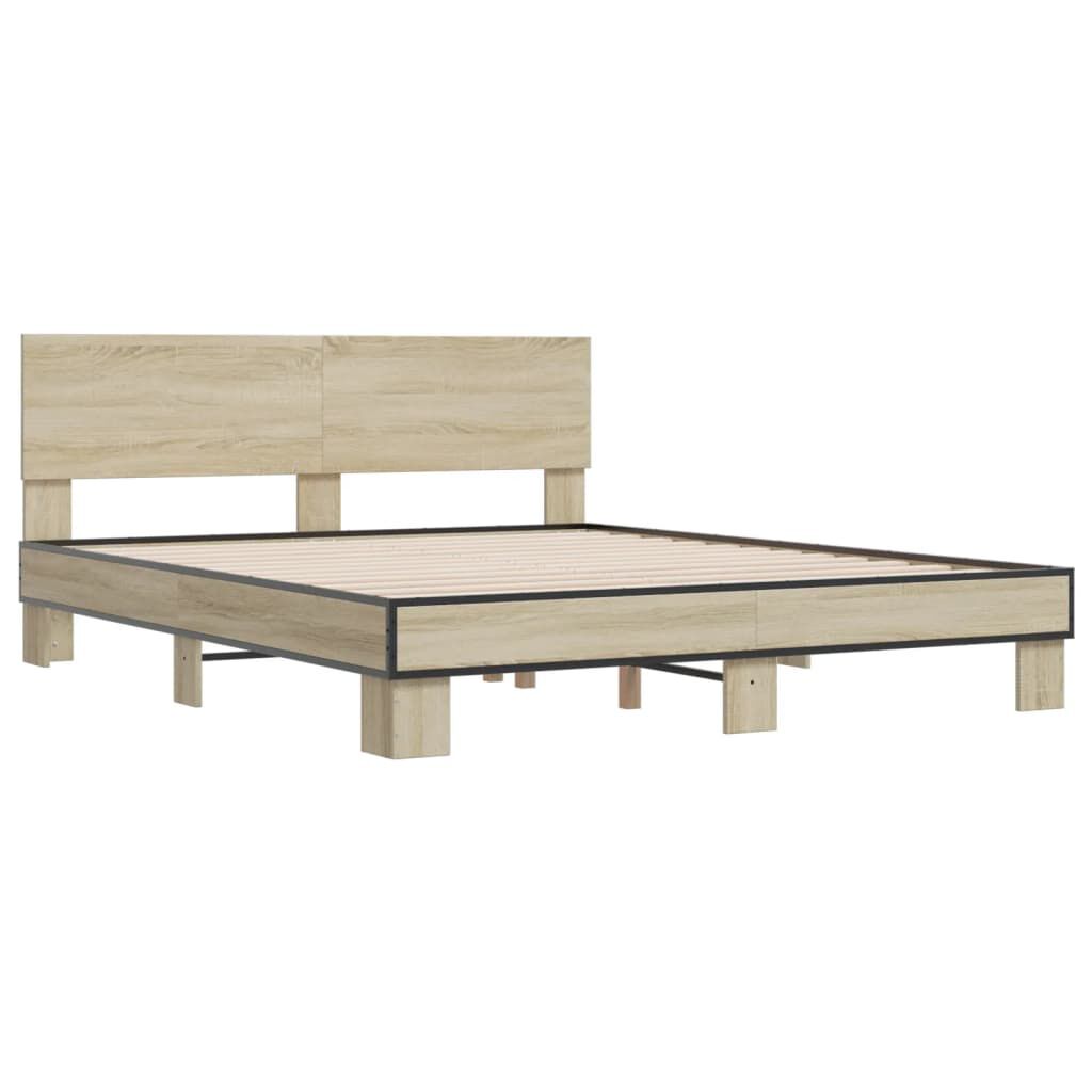 vidaXL Πλαίσιο Κρεβατιού Sonoma Δρυς 160x200 εκ. Επεξ. Ξύλο & Μέταλλο