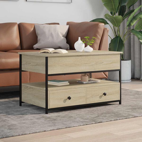 vidaXL Τραπεζάκι Σαλονιού Sonoma Δρυς 85x50x50 εκ. Επ. Ξύλο & Μέταλλο
