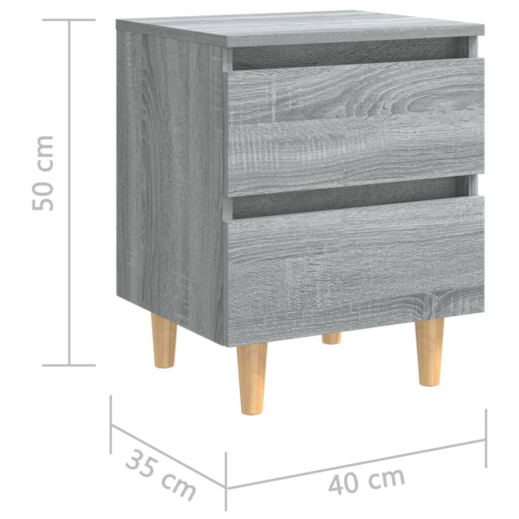 vidaXL Κομοδίνο Γκρι Sonoma 40 x 35 x 50 εκ. με Μασίφ Ξύλινα Πόδια