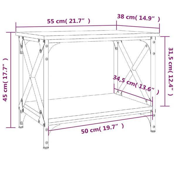 vidaXL Βοηθητικό Τραπέζι Γκρι Sonoma 55x38x45 εκ. Επεξεργασμένο Ξύλο