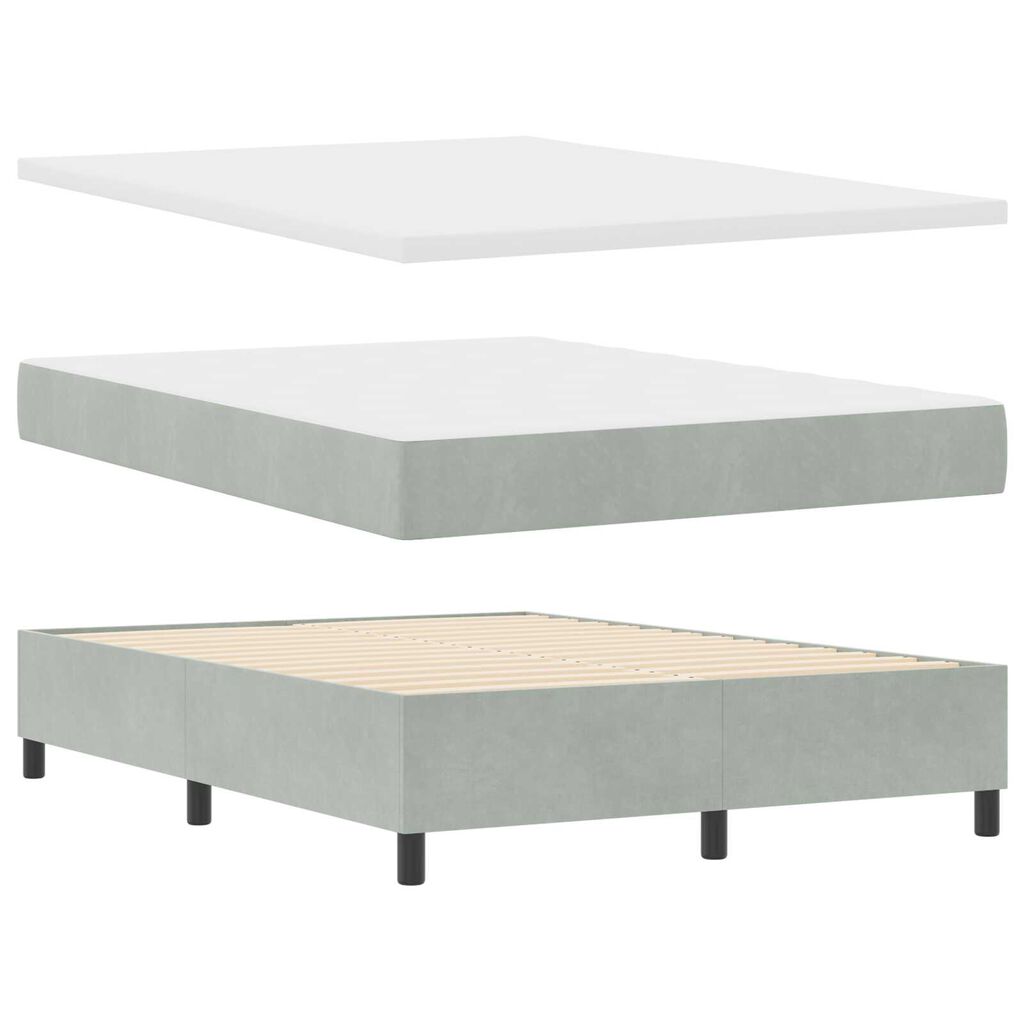 vidaXL Κρεβάτι με Στρώμα Light Grey 140x190 cm Βελούδο