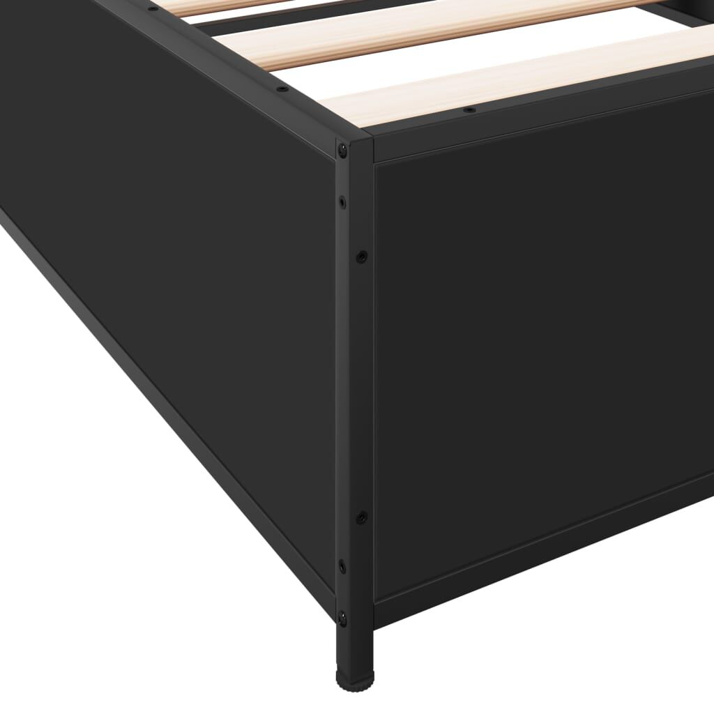 vidaXL Πλαίσιο Κρεβατιού Μαύρο 75 x 190 εκ. Επεξ. Ξύλο & Μέταλλο