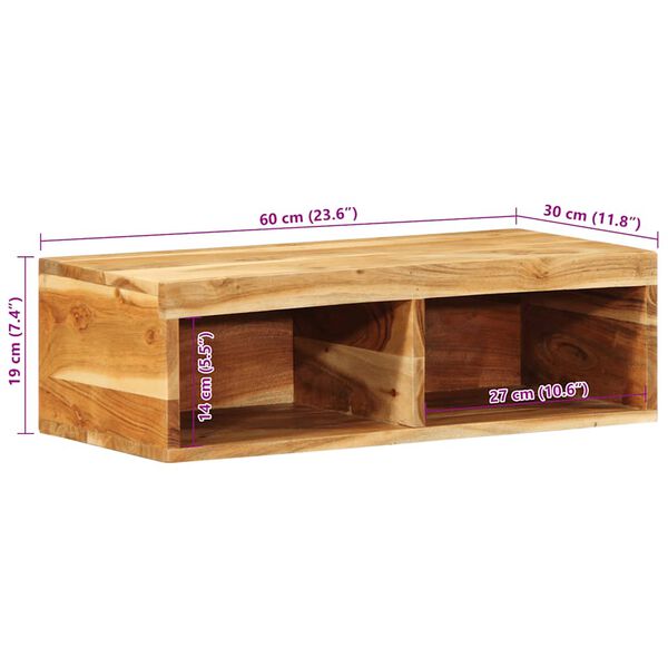 vidaXL Επίτοιχο ντουλάπι τηλεόρασης 60x30x19 cm Μασίφ ξύλο ακακίας