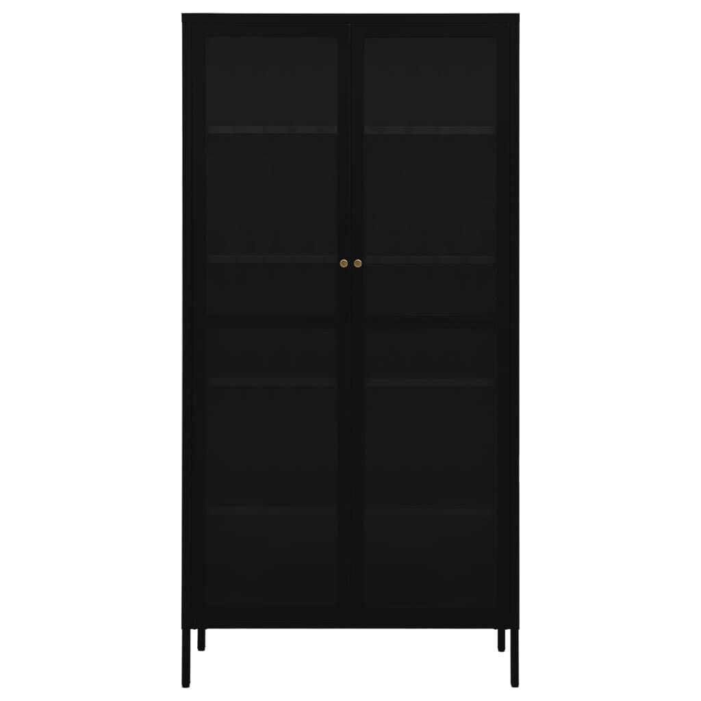 vidaXL Ντουλάπα Βιτρίνας Μαύρη 90 x 40 x 180 εκ. Ατσάλι / Ψημένο Γυαλί