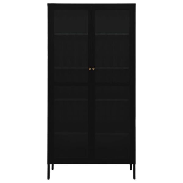 vidaXL Ντουλάπα Βιτρίνας Μαύρη 90 x 40 x 180 εκ. Ατσάλι / Ψημένο Γυαλί