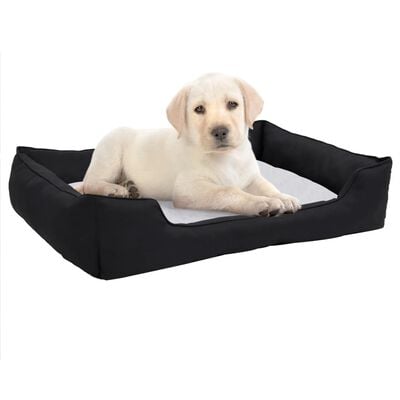 vidaXL Κρεβάτι Σκύλου Μαύρο/Λευκό 85,5 x 70 x 23 εκ. Όψη Λινού Φλις