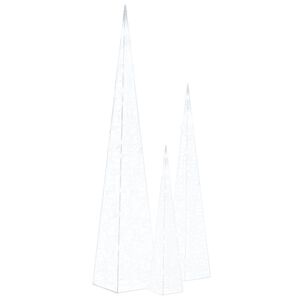 vidaXL Κώνοι Διακοσμητικοί LED Ακρυλικοί Σετ Ψυχρό Λευκό 60/90/120 εκ