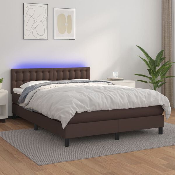 vidaXL &Kappa;&rho;&epsilon;&beta;ά&tau;&iota; Boxspring &mu;&epsilon; &Sigma;&tau;&rho;ώ&mu;&alpha; & LED &Kappa;&alpha;&phi;έ 140x200 &epsilon;&kappa;. &Sigma;&upsilon;&nu;&theta;. &Delta;έ&rho;&mu;&alpha;