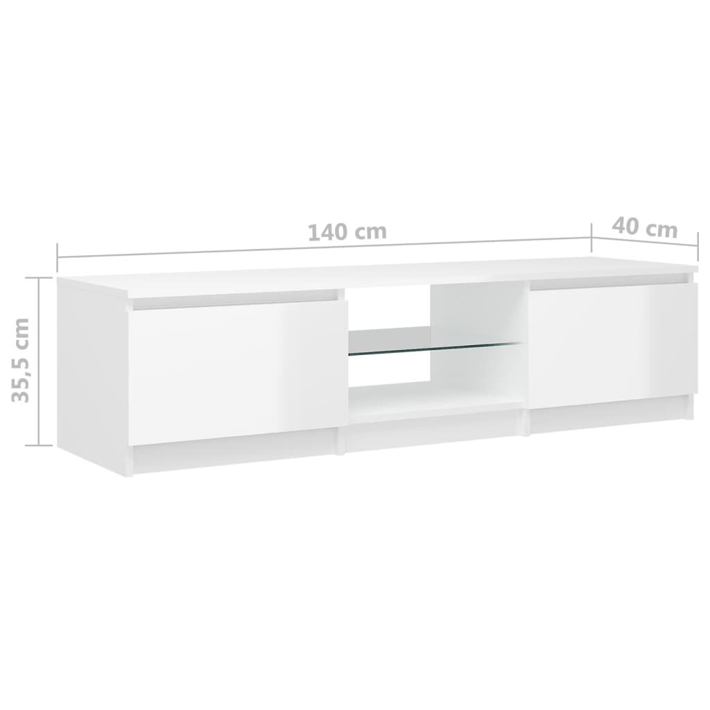 vidaXL Έπιπλο Τηλεόρασης με LED Γυαλιστερό Λευκό 140x40x35,5 εκ.