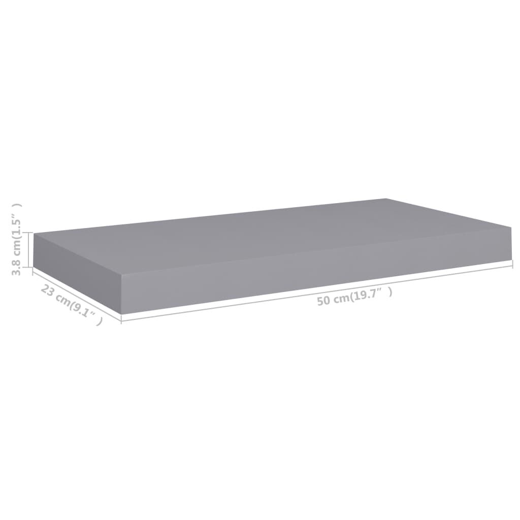 vidaXL Ράφια Τοίχου 4 τεμ. Γκρι 50x23x3,8 εκ. MDF