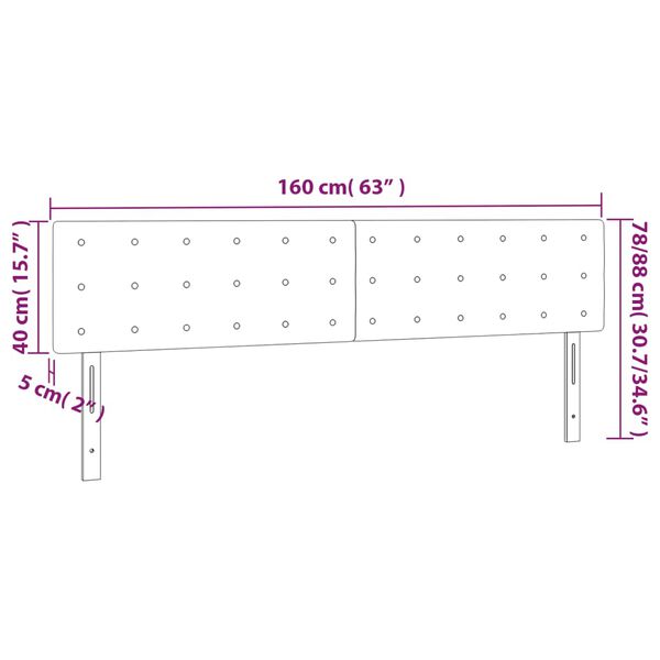 vidaXL Κεφαλάρια Κρεβατιού 2 τεμ. Taupe 80 x 5 x 78/88 εκ. Υφασμάτινο