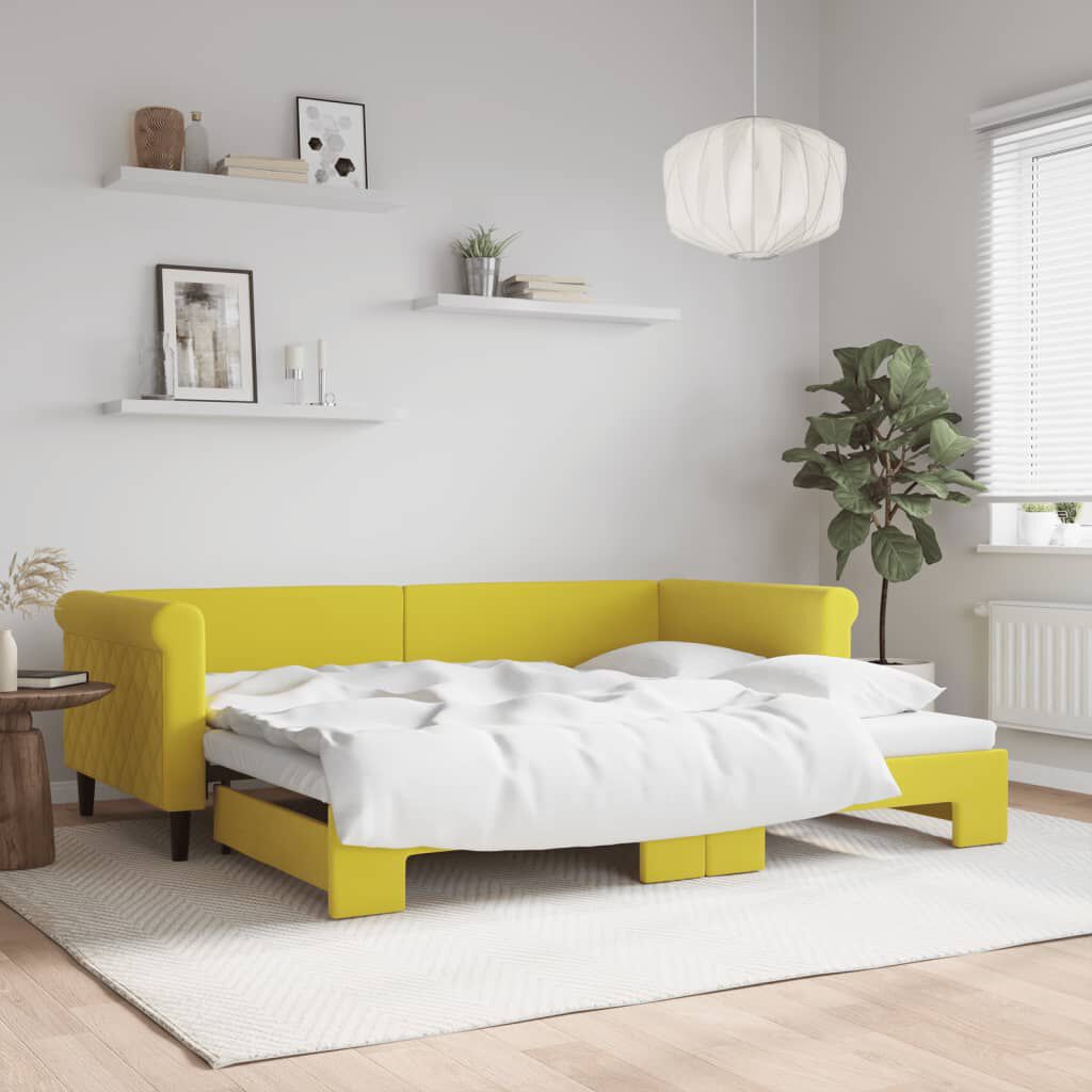 vidaXL Καναπές Κρεβάτι Συρόμενος Κίτρινος 90 x 200 εκ. Βελούδινος