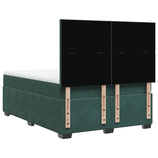 vidaXL Κρεβάτι Boxspring με Στρώμα Σκούρο Πράσινο 140x200εκ. Βελούδινο