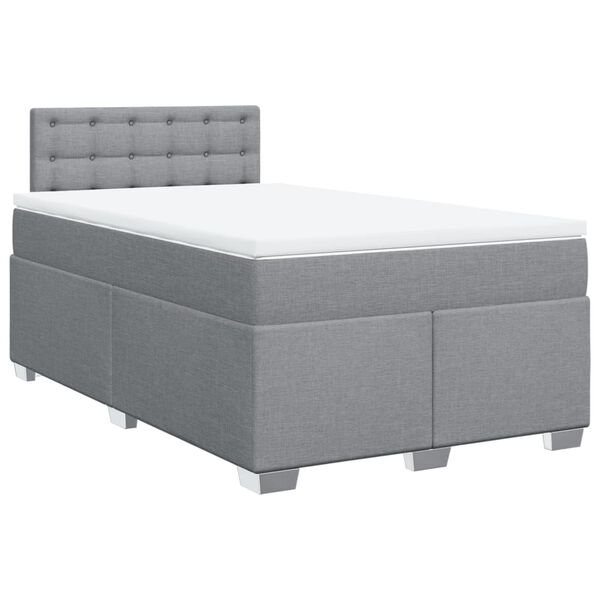 vidaXL Κρεβάτι Boxspring με Στρώμα Ανοιχτό Γκρι 120x190 εκ. Υφασμάτινο