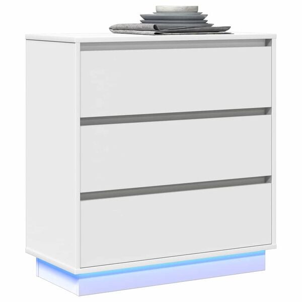 vidaXL Κομοδίνο με συρτάρι Λευκό 71 x 34,5 x 75 εκ. Επεξεργασμένο ξύλο