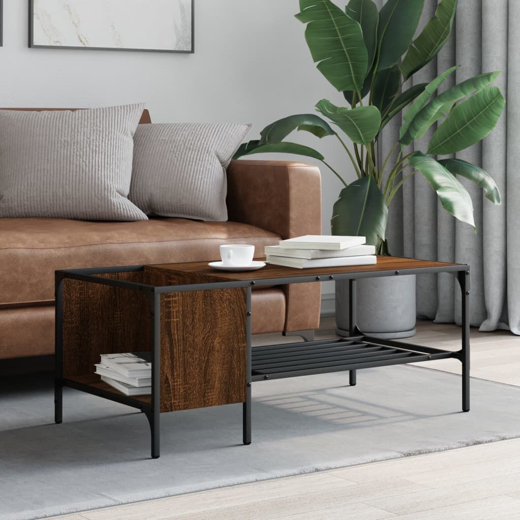 vidaXL Τραπεζάκι Σαλονιού με Ράφι Καφέ Δρυς 100x51x40 εκ. Επεξ. Ξύλο