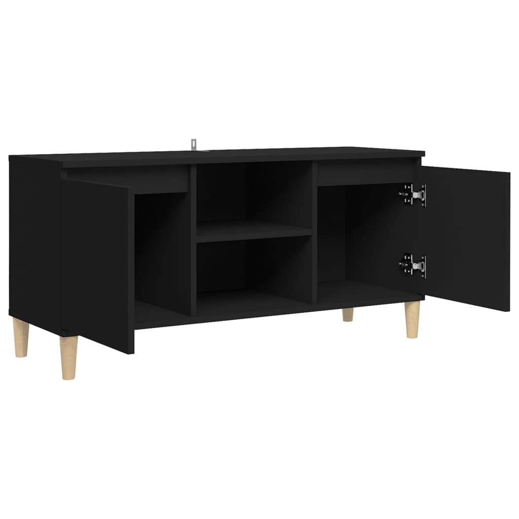 vidaXL Έπιπλο Τηλεόρασης Καφέ Μαύρο 103,5x35x50εκ. Μασίφ Ξύλινα Πόδια