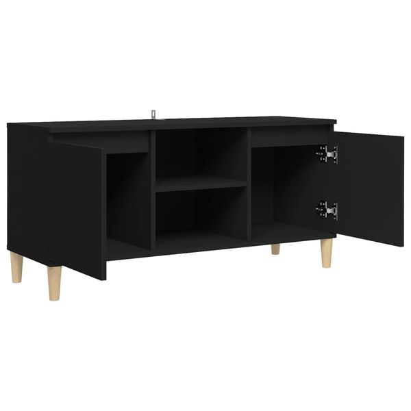 vidaXL Έπιπλο Τηλεόρασης Καφέ Μαύρο 103,5x35x50εκ. Μασίφ Ξύλινα Πόδια