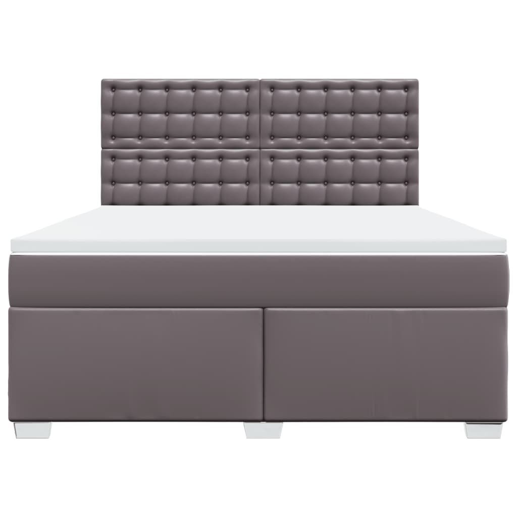 vidaXL Κρεβάτι Boxspring με Στρώμα Γκρι 180x200 εκ. Συνθετικό Δέρμα