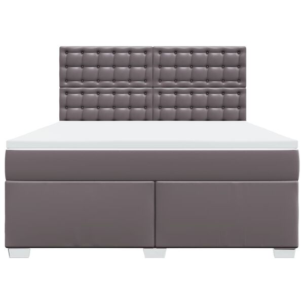 vidaXL Κρεβάτι Boxspring με Στρώμα Γκρι 180x200 εκ. Συνθετικό Δέρμα