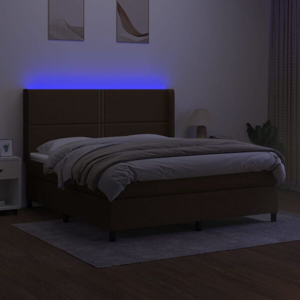 vidaXL &Kappa;&rho;&epsilon;&beta;ά&tau;&iota; Boxspring &mu;&epsilon; &Sigma;&tau;&rho;ώ&mu;&alpha; & LED &Sigma;&kappa;.&Kappa;&alpha;&phi;έ 180x200&epsilon;&kappa;. &Upsilon;&phi;&alpha;&sigma;&mu;ά&tau;&iota;&nu;&omicron;