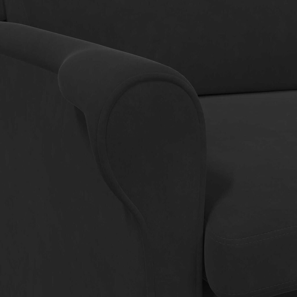 vidaXL Μαύρη Πολυθρόνα Μαύρη Ύφασμα, Ξύλο Τυπικό Εργονομική