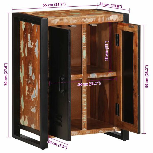 vidaXL Σκευοθήκη Πολύχρωμο 55x35x70 cm Ξύλο μασίφ αναγεννημένο