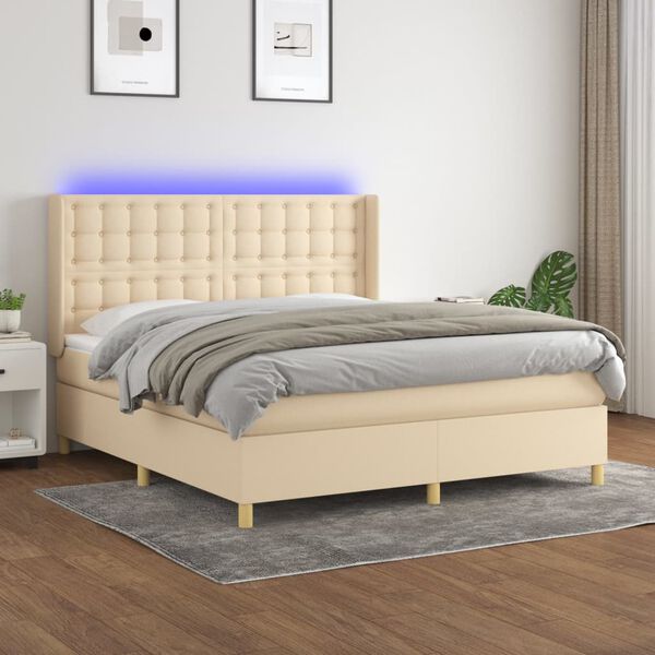 vidaXL &Kappa;&rho;&epsilon;&beta;ά&tau;&iota; Boxspring &mu;&epsilon; &Sigma;&tau;&rho;ώ&mu;&alpha; & LED &Kappa;&rho;&epsilon;&mu; 180x200 &epsilon;&kappa;. &Upsilon;&phi;&alpha;&sigma;&mu;ά&tau;&iota;&nu;&omicron;