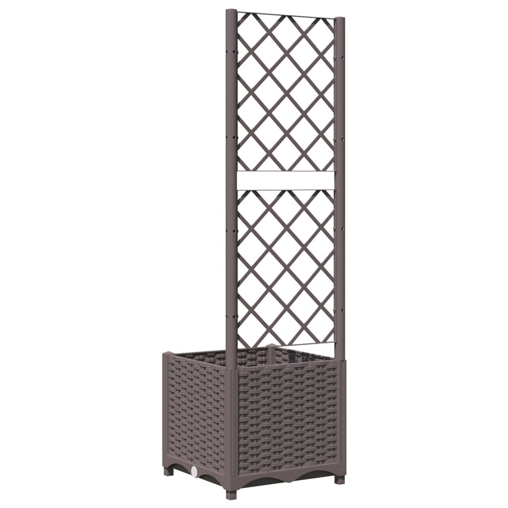 vidaXL Ζαρντινιέρα Κήπου με Καφασωτό Καφέ 40 x 40 x 136 εκ. από PP