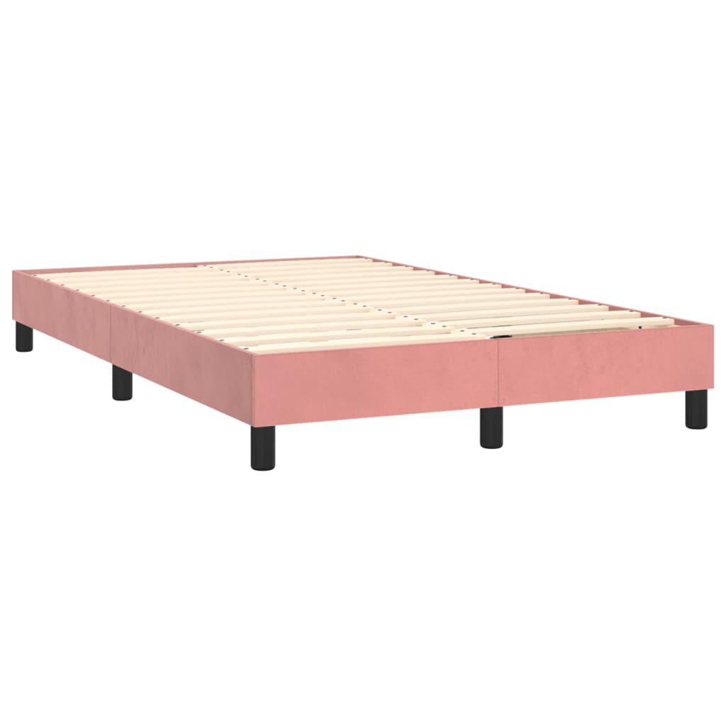 vidaXL Κρεβάτι Boxspring με Στρώμα Ροζ 120x200 εκ. Βελούδινο