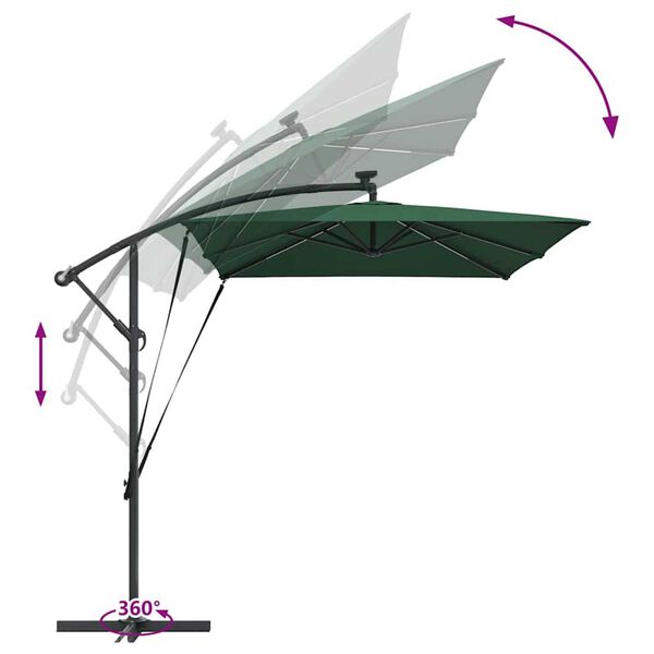 vidaXL Ομπρέλα Cantilever Banana Πράσινο 294 x 200 x 254 εκ.