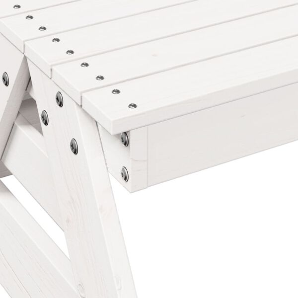 vidaXL Τραπέζι Πικνίκ για Παιδιά 88x97x52 εκ. Λευκό Μασίφ Ξύλο Πεύκου