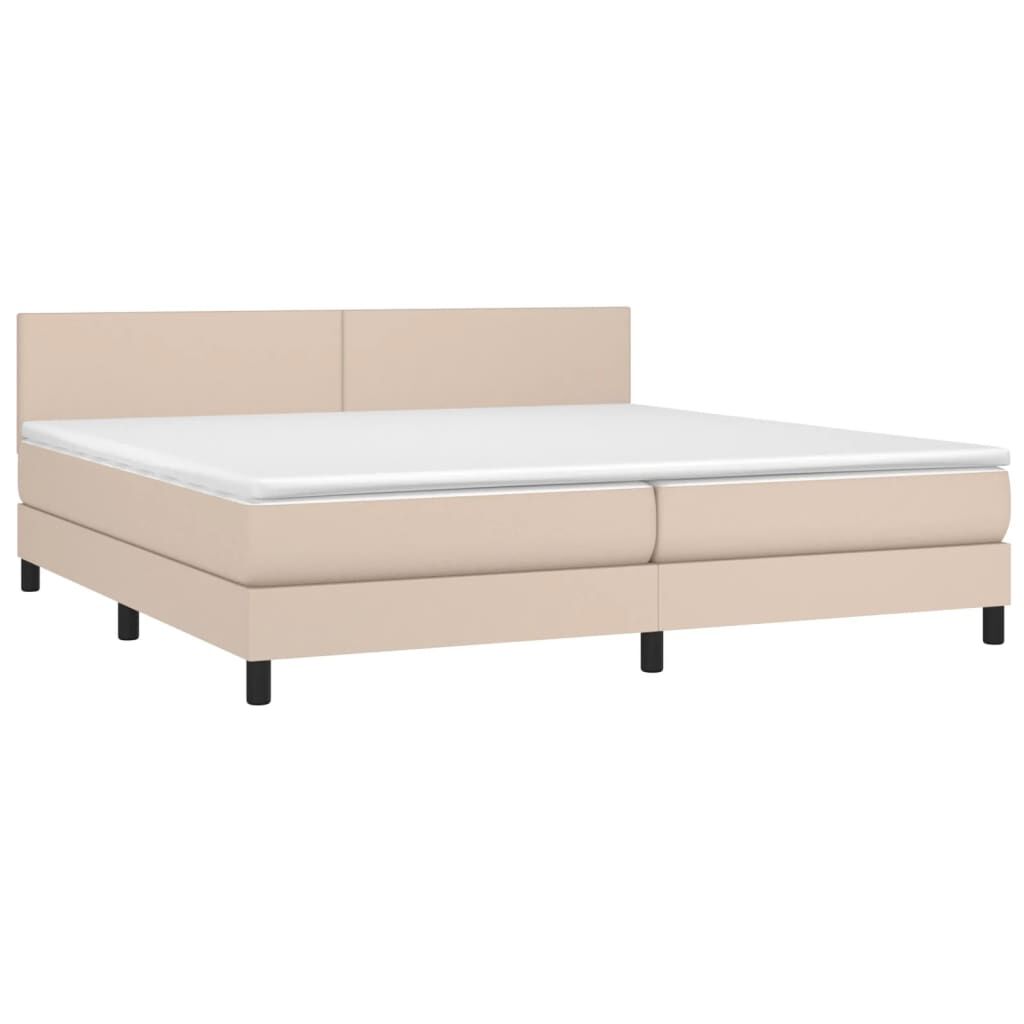 vidaXL Κρεβάτι Boxspring με Στρώμα Καπουτσίνο 200x200εκ.από Συνθ.Δέρμα